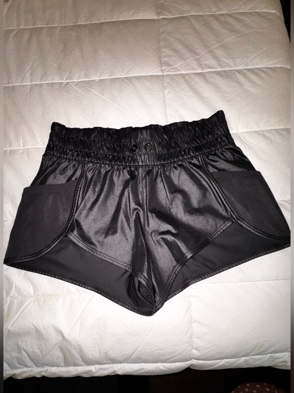 Black Women's Athletic Shorts with Elastic Waistband